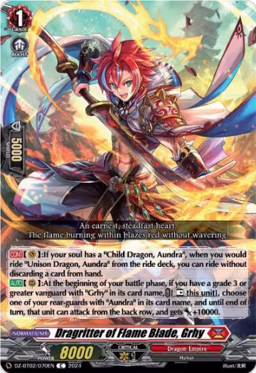 Dragritter of Flame Blade, Grhy (DZ-BT02/070EN), DZ-BT02: Illusionless Strife — Vanguard card price