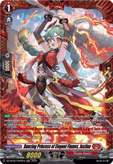 Dancing Princess of Elegant Flames, Justina (FR) (DZ-BT02/FR03EN), DZ-BT02: Illusionless Strife — Vanguard card price