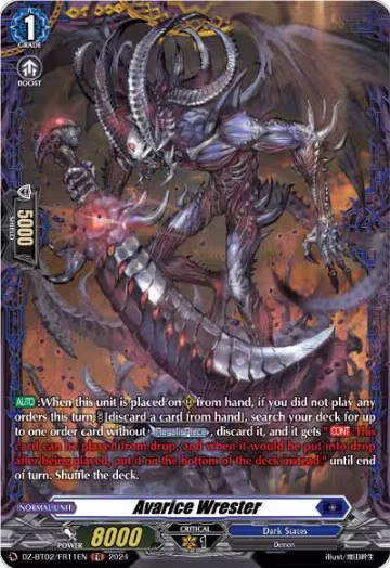 Avarice Wrester (FR) (DZ-BT02/FR11EN), DZ-BT02: Illusionless Strife — Vanguard card price