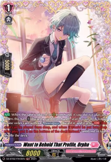 Want to Behold That Profile, Orpha (FR) (DZ-BT02/FR43EN), DZ-BT02: Illusionless Strife — Vanguard card price