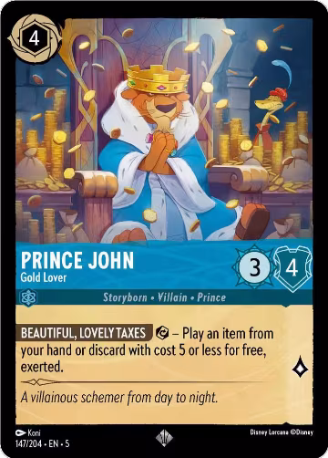 Prince John - Gold Lover (147/204), Shimmering Skies — Lorcana card price