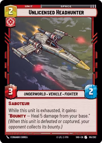 Unlicensed Headhunter (165/262), Shadows of the Galaxy — Star Wars card price