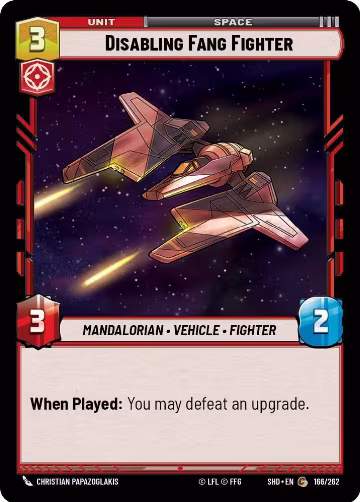 Disabling Fang Fighter (166/262), Shadows of the Galaxy — Star Wars card price