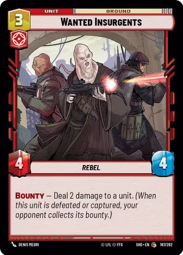 Wanted Insurgents (167/262), Shadows of the Galaxy — Star Wars card price