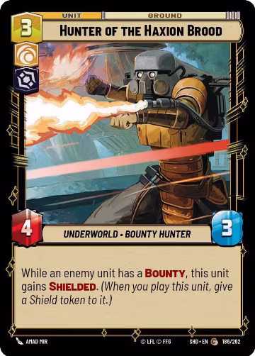 Hunter of the Haxion Brood (186/262), Shadows of the Galaxy — Star Wars card price