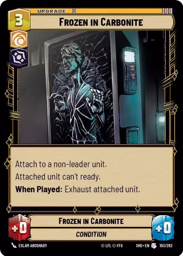Frozen in Carbonite (193/262), Shadows of the Galaxy — Star Wars card price