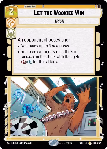 Let the Wookiee Win (205/262), Shadows of the Galaxy — Star Wars card price