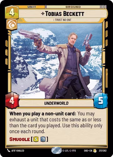 Tobias Beckett - I Trust No One (217/262), Shadows of the Galaxy — Star Wars card price