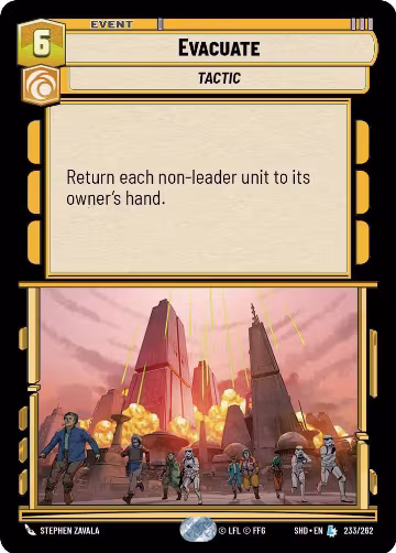 Evacuate (233/262), Shadows of the Galaxy — Star Wars card price