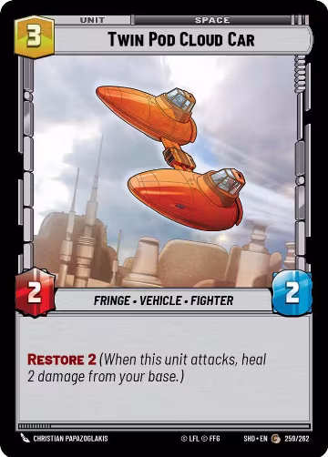 Twin Pod Cloud Car (259/262), Shadows of the Galaxy — Star Wars card price