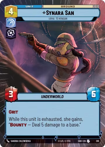Synara San - Loyal to Kragan (Hyperspace) (310), Shadows of the Galaxy — Star Wars card price