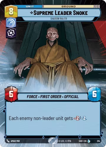 Supreme Leader Snoke - Shadow Ruler (Hyperspace) (314), Shadows of the Galaxy — Star Wars card price