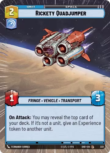 Rickety Quadjumper (Hyperspace) (332), Shadows of the Galaxy — Star Wars card price