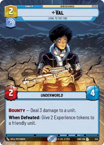 Val - Loyal to the End (Hyperspace) (333), Shadows of the Galaxy — Star Wars card price