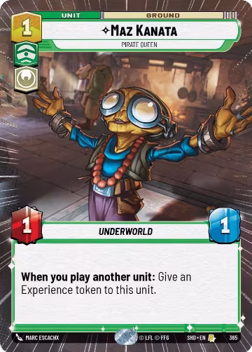 Maz Kanata - Pirate Queen (Hyperspace) (365), Shadows of the Galaxy — Star Wars card price