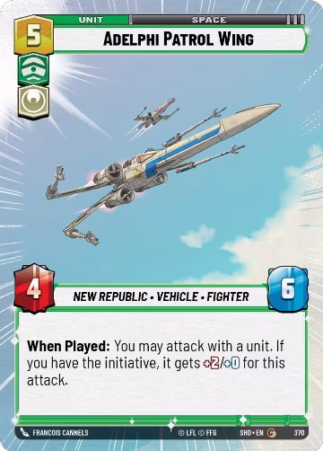 Adelphi Patrol Wing (Hyperspace) (370), Shadows of the Galaxy — Star Wars card price