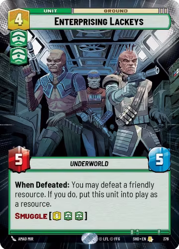 Enterprising Lackeys (Hyperspace) (376), Shadows of the Galaxy — Star Wars card price