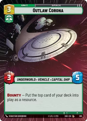 Outlaw Corona (Hyperspace) (385), Shadows of the Galaxy — Star Wars card price