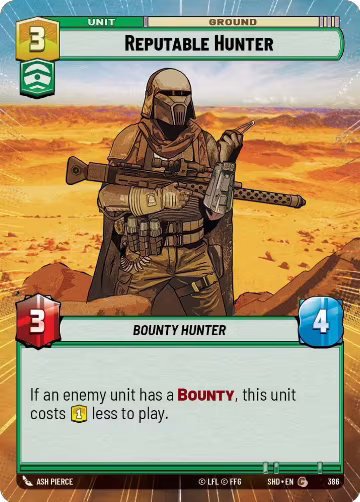 Reputable Hunter (Hyperspace) (386), Shadows of the Galaxy — Star Wars card price