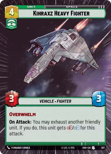 Kihraxz Heavy Fighter (Hyperspace) (387), Shadows of the Galaxy — Star Wars card price