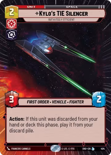 Kylo's TIE Silencer - Ruthlessly Efficient (Hyperspace) (404), Shadows of the Galaxy — Star Wars card price
