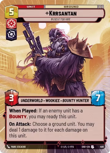 Krrsantan - Muscle for Hire (Hyperspace) (408), Shadows of the Galaxy — Star Wars card price