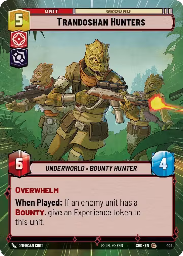 Trandoshan Hunters (Hyperspace) (409), Shadows of the Galaxy — Star Wars card price
