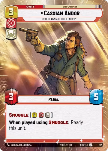Cassian Andor - Rebellions Are Built On Hope (Hyperspace) (417), Shadows of the Galaxy — Star Wars card price