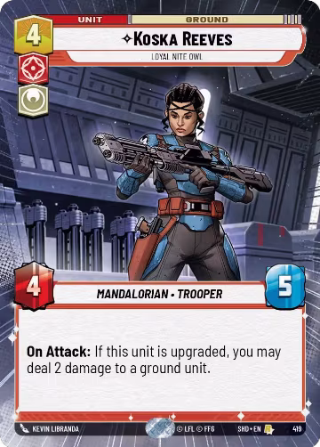Koska Reeves - Loyal Nite Owl (Hyperspace) (419), Shadows of the Galaxy — Star Wars card price