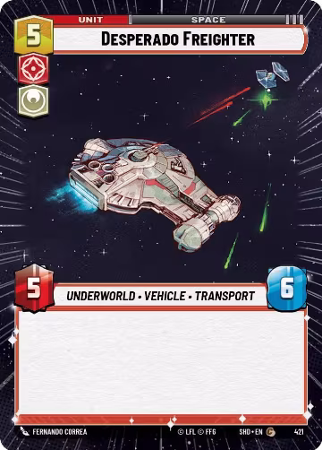 Desperado Freighter (Hyperspace) (421), Shadows of the Galaxy — Star Wars card price