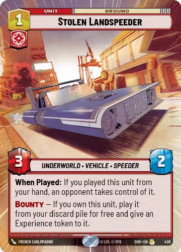 Stolen Landspeeder (Hyperspace) (430), Shadows of the Galaxy — Star Wars card price