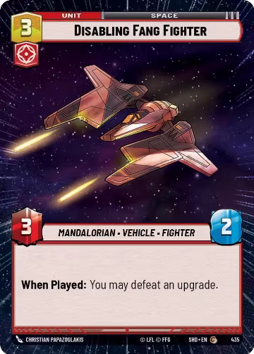 Disabling Fang Fighter (Hyperspace) (435), Shadows of the Galaxy — Star Wars card price