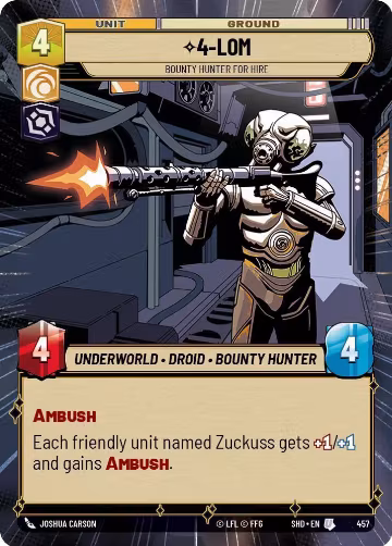4-LOM - Bounty Hunter for Hire (Hyperspace) (457), Shadows of the Galaxy — Star Wars card price