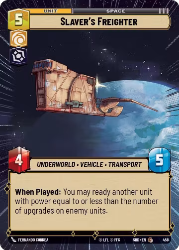 Slaver's Freighter (Hyperspace) (458), Shadows of the Galaxy — Star Wars card price