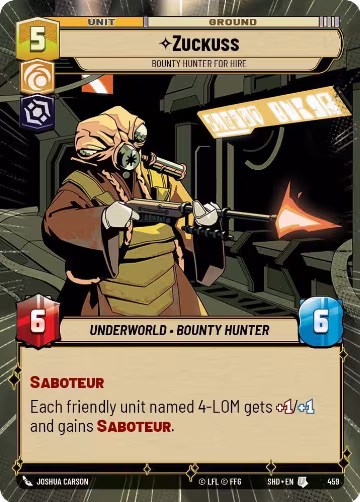 Zuckuss - Bounty Hunter for Hire (Hyperspace) (459), Shadows of the Galaxy — Star Wars card price