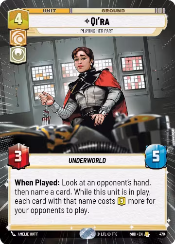 Qi'ra - Playing Her Part (Hyperspace) (470), Shadows of the Galaxy — Star Wars card price