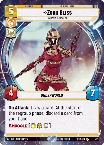 Zorii Bliss - Valiant Smuggler (Hyperspace) (471), Shadows of the Galaxy — Star Wars card price