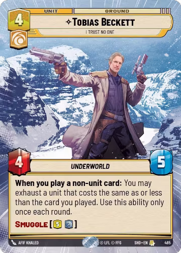 Tobias Beckett - I Trust No One (Hyperspace) (485), Shadows of the Galaxy — Star Wars card price