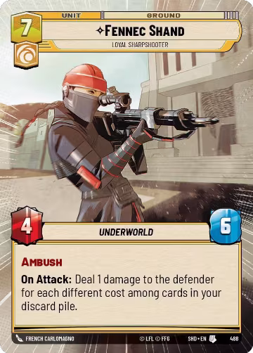 Fennec Shand - Loyal Sharpshooter (Hyperspace) (488), Shadows of the Galaxy — Star Wars card price