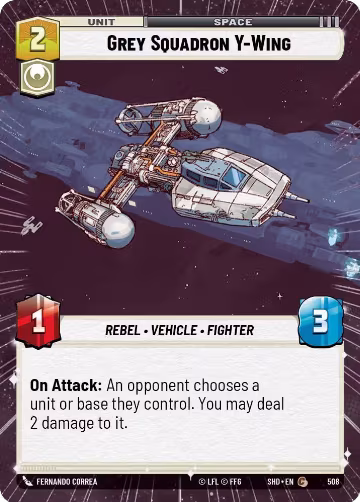 Grey Squadron Y-Wing (Hyperspace) (508), Shadows of the Galaxy — Star Wars card price
