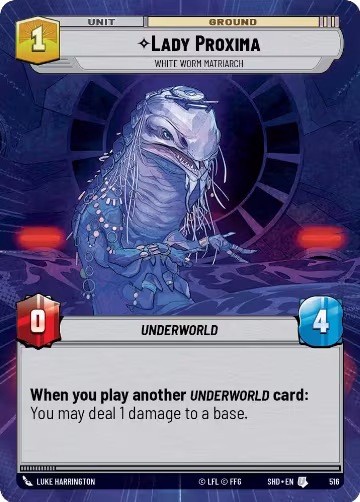 Lady Proxima - White Worm Matriarch (Hyperspace) (516), Shadows of the Galaxy — Star Wars card price