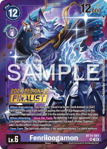 Fenriloogamon (2024 Regionals Finalist) (BT14-081 SR), Blast Ace — Digimon card price