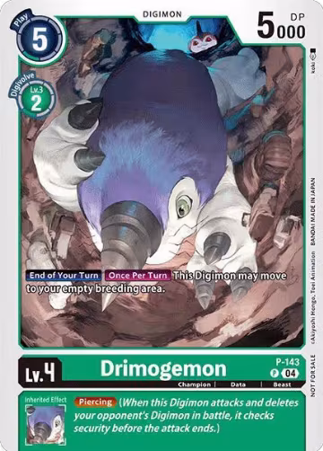 Drimogemon - P-143 (Store Tournament 2024 Jul. - Sep. Participation Pack) (P-143 P), Digimon Promotion Cards — Digimon card price