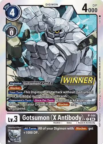 Gotsumon (X Antibody) - P-144 (Store Tournament 2024 Jul. - Sep. Winner Pack) (P-144 P), Digimon Promotion Cards — Digimon card price