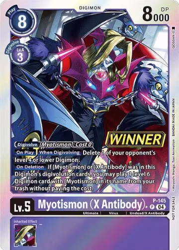 Myotismon (X Antibody) - P-145 (Store Tournament 2024 Jul. - Sep. Winner Pack) (P-145 P), Digimon Promotion Cards — Digimon card price