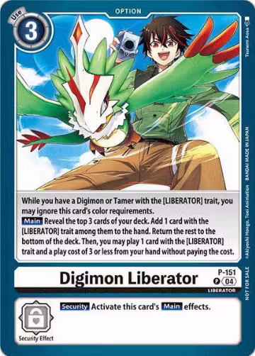 Digimon Liberator - P-151 (Store Tournament 2024 Jul. - Sep. Participation Pack) (P-151 P), Digimon Promotion Cards — Digimon card price