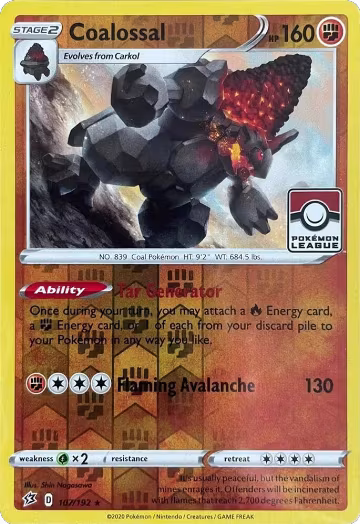 Coalossal - 107/192 (League Promo) (107/192), League & Championship Cards — Pokémon card price