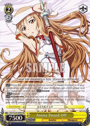 Asuna Dozed Off (RRR) (SAO/S20-E006R RE), Sword Art Online Chronicle Set — Weiß Schwarz card price