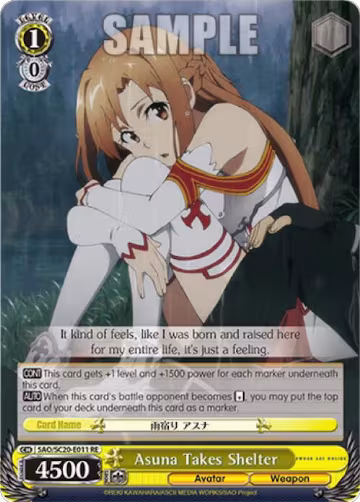 Asuna Takes Shelter (SAO/SC20-E011 RE), Sword Art Online Chronicle Set — Weiß Schwarz card price