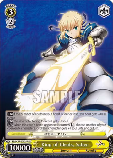 King of Ideals, Saber (SP) (FZ/SC17-E002SP RE), Fate/Zero Chronicle Set — Weiß Schwarz card price